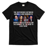 The Difference Between Animals And Humans Funny Democrat T-Shirt