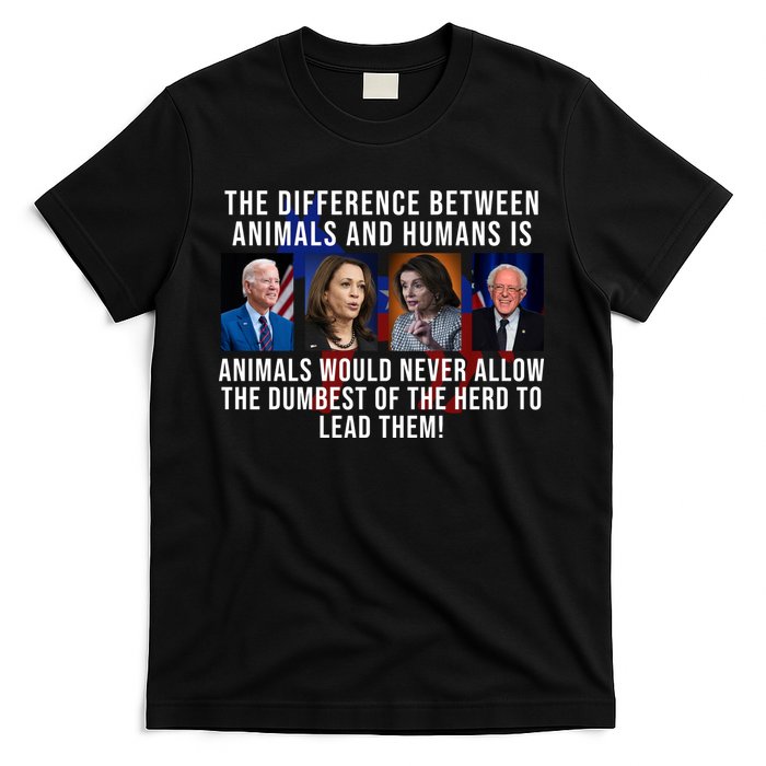 The Difference Between Animals And Humans Funny Democrat T-Shirt