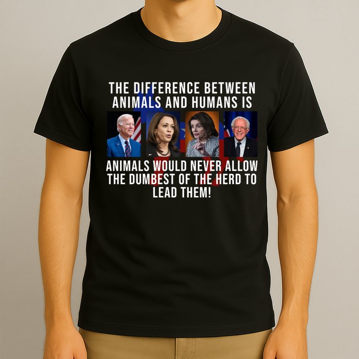 The Difference Between Animals And Humans Funny Democrat T-Shirt