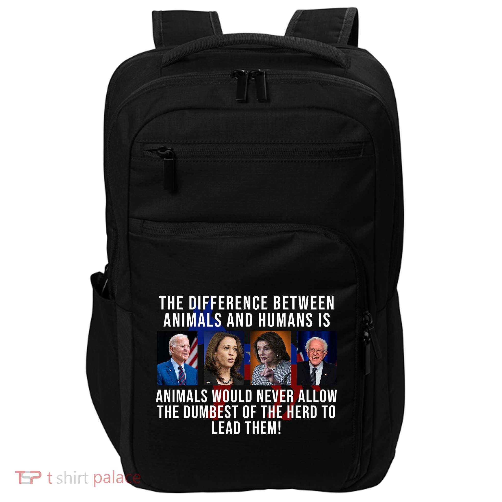 The Difference Between Animals And Humans Funny Democrat Impact Tech Backpack
