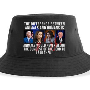 The Difference Between Animals And Humans Funny Democrat Sustainable Bucket Hat