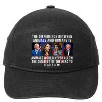 The Difference Between Animals And Humans Funny Democrat 7-Panel Snapback Hat