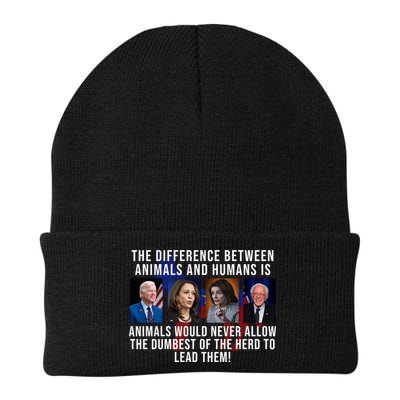 The Difference Between Animals And Humans Funny Democrat Beanie