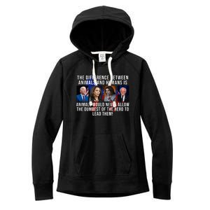 The Difference Between Animals And Humans Funny Democrat Women's Fleece Hoodie