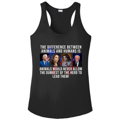 The Difference Between Animals And Humans Funny Democrat Ladies PosiCharge Competitor Racerback Tank