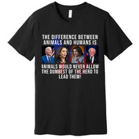 The Difference Between Animals And Humans Funny Democrat Premium T-Shirt