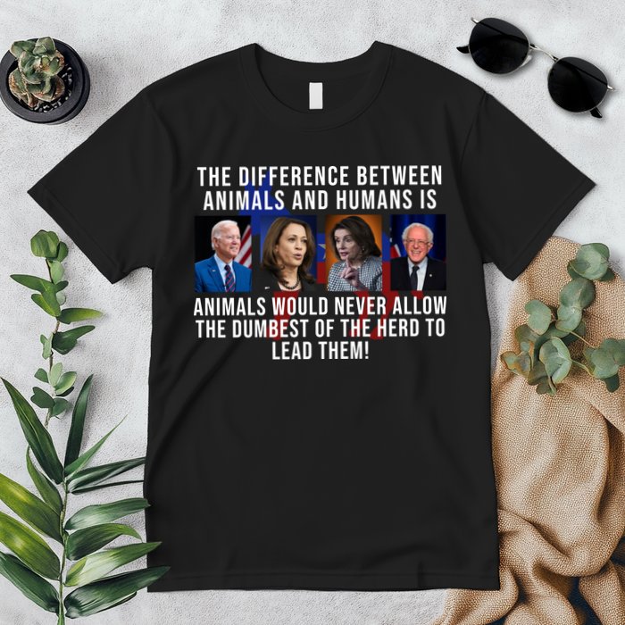 The Difference Between Animals And Humans Funny Democrat Premium T-Shirt