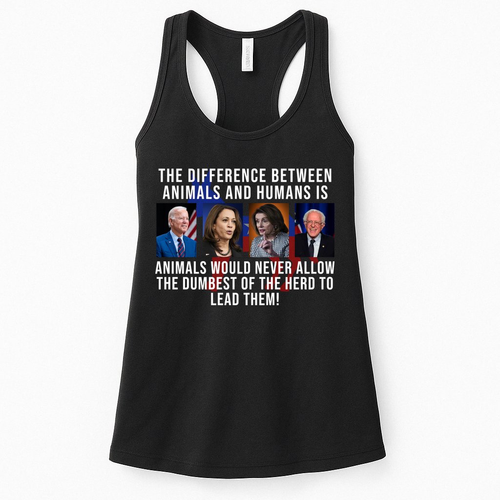 The Difference Between Animals And Humans Funny Democrat Womens Tank Top