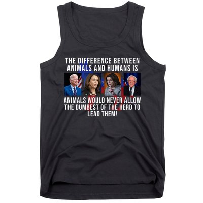 The Difference Between Animals And Humans Funny Democrat Tank Top