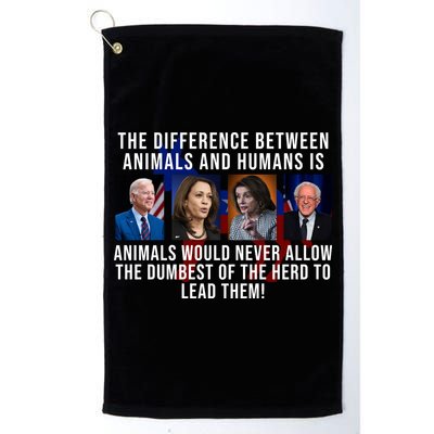 The Difference Between Animals And Humans Funny Democrat Golf Towel