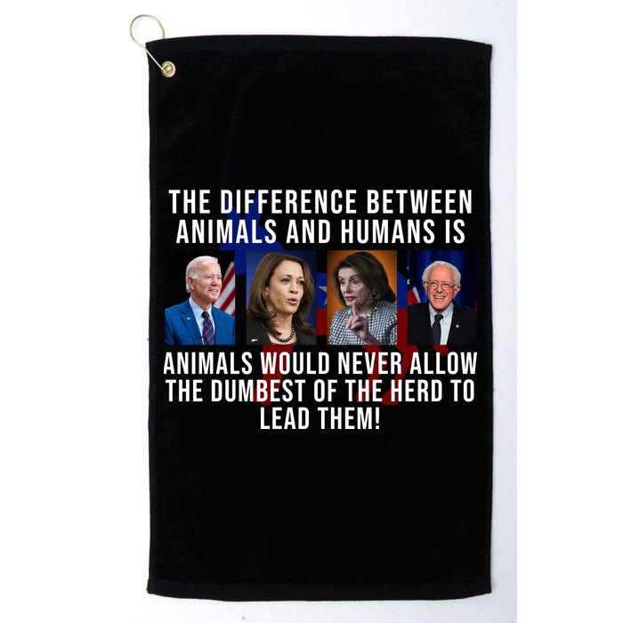 The Difference Between Animals And Humans Funny Democrat Golf Towel