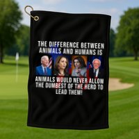 The Difference Between Animals And Humans Funny Democrat Golf Towel