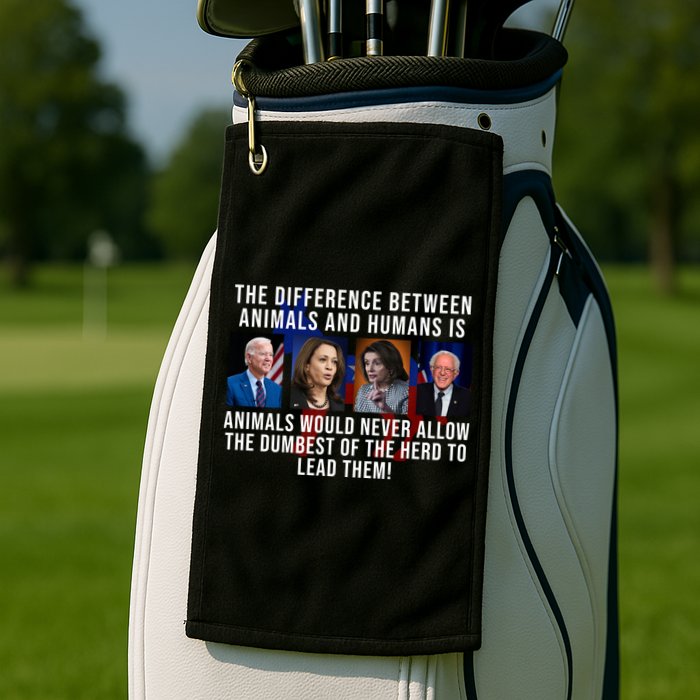 The Difference Between Animals And Humans Funny Democrat Golf Towel