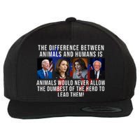 The Difference Between Animals And Humans Funny Democrat Wool Snapback Cap