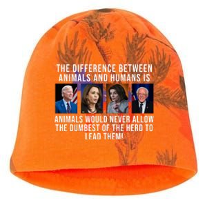 The Difference Between Animals And Humans Funny Democrat Kati - Camo Knit Beanie