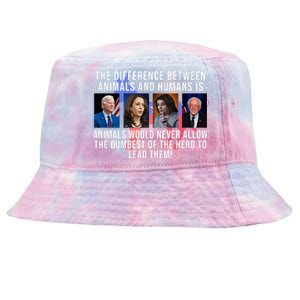 The Difference Between Animals And Humans Funny Democrat Tie-Dyed Bucket Hat