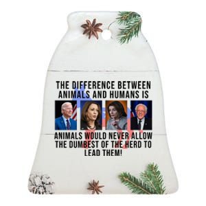 The Difference Between Animals And Humans Funny Democrat Ceramic Bell Ornament