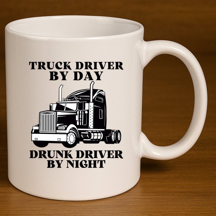 Truck Driver By Day Drunk Driver By Night 11oz C Handle Ceramic Mug