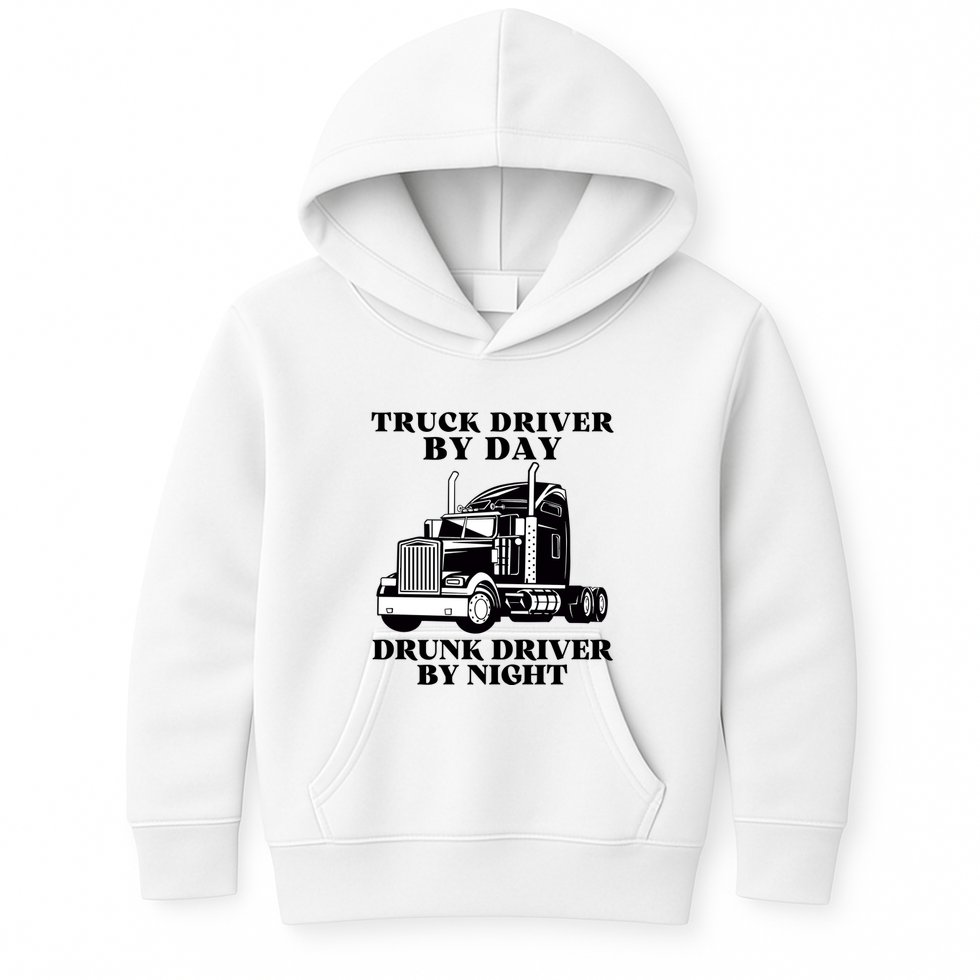 Truck Driver By Day Drunk Driver By Night Kids Hoodie