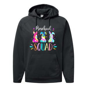 Tie Dye Bunnies Pre-k Teacher Squad Easter Day Performance Fleece Hoodie