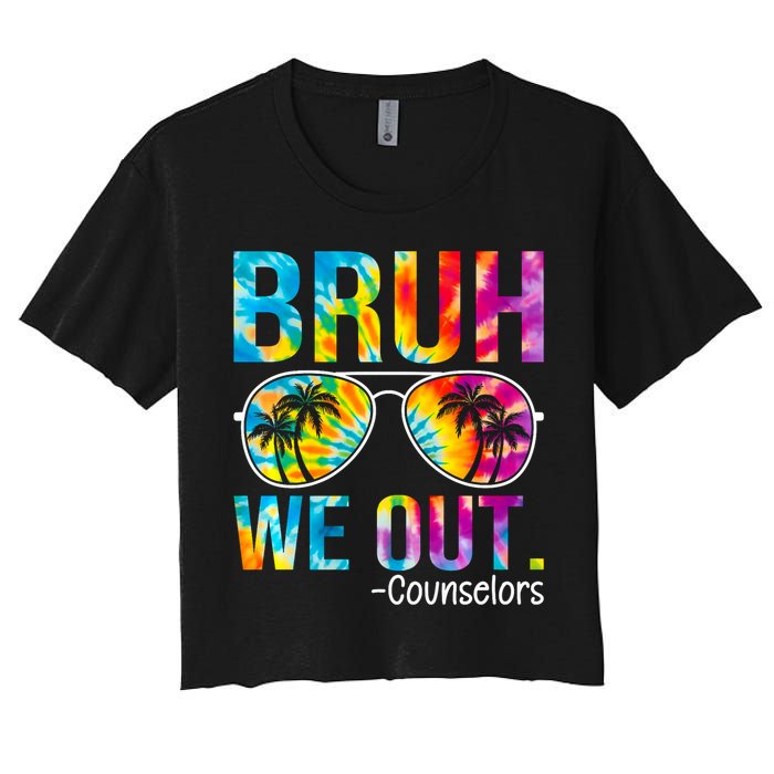 Tie Dye Bruh We Out Counselors Last Day Of School Women's Crop Top Tee