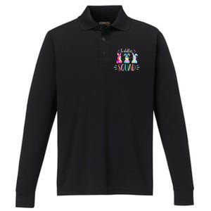 Tie Dye Bunnies Pre-k Teacher Squad Easter Day Performance Long Sleeve Polo