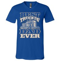 Truck Driver Best Trucking Dad Ever Trucker Fathers Day Great Gift V-Neck T-Shirt