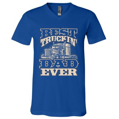 Truck Driver Best Trucking Dad Ever Trucker Fathers Day Great Gift V-Neck T-Shirt