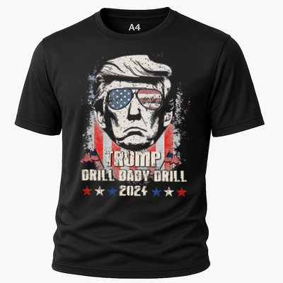 Trump Drill Baby Drill American Flag Cooling Performance Crew T-Shirt