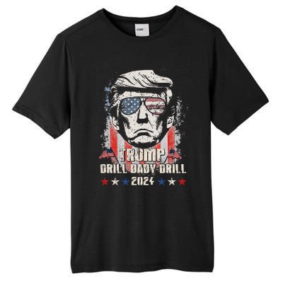 Trump Drill Baby Drill American Flag Tall Fusion ChromaSoft Performance T-Shirt