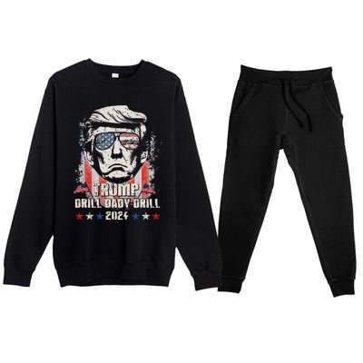 Trump Drill Baby Drill American Flag Premium Crewneck Sweatsuit Set