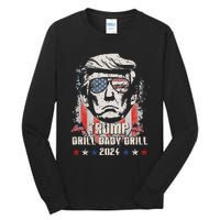 Trump Drill Baby Drill American Flag Tall Long Sleeve T-Shirt