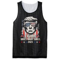 Trump Drill Baby Drill American Flag Mesh Reversible Basketball Jersey Tank