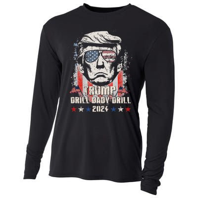 Trump Drill Baby Drill American Flag Cooling Performance Long Sleeve Crew