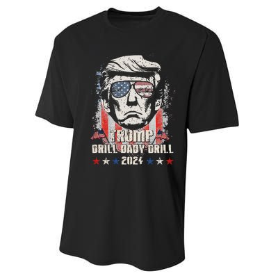 Trump Drill Baby Drill American Flag Performance Sprint T-Shirt