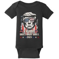 Trump Drill Baby Drill American Flag Baby Bodysuit