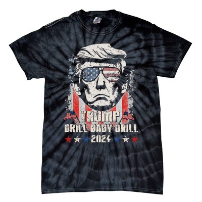 Trump Drill Baby Drill American Flag Tie-Dye T-Shirt