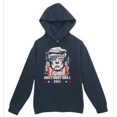 Trump Drill Baby Drill American Flag Urban Pullover Hoodie