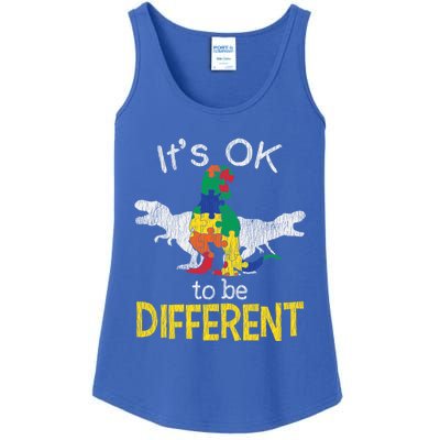 Trex Dinosaurs Be Different Autistic Autism Awareness Gift Ladies Essential Tank