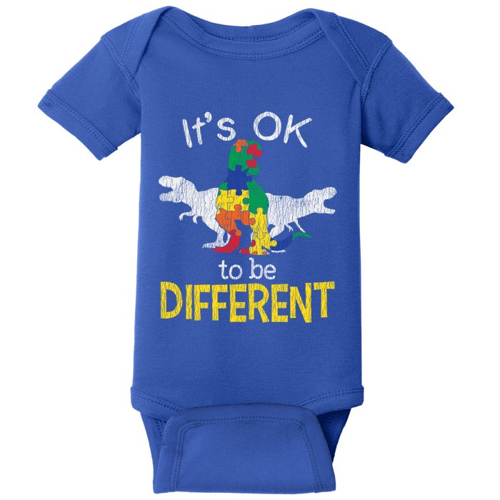 Trex Dinosaurs Be Different Autistic Autism Awareness Gift Baby Bodysuit