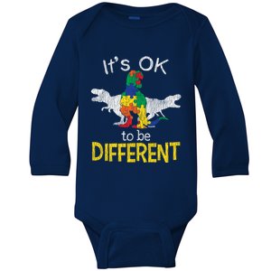 Trex Dinosaurs Be Different Autistic Autism Awareness Gift Baby Long Sleeve Bodysuit