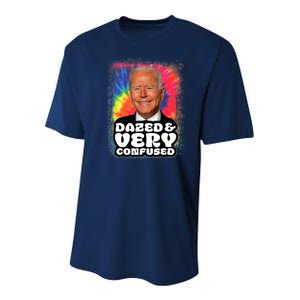 Tie Dye Biden Dazed And Very Confused Funny Youth Performance Sprint T-Shirt