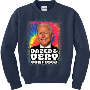 Tie Dye Biden Dazed And Very Confused Funny Kids Sweatshirt