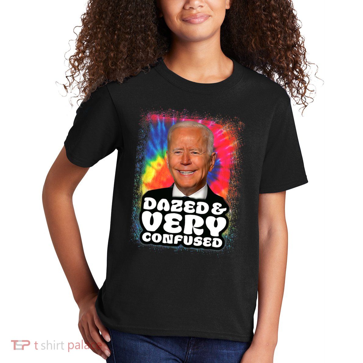 Tie Dye Biden Dazed And Very Confused Funny Kids T-Shirt