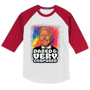 Tie Dye Biden Dazed And Very Confused Funny Kids Colorblock Raglan Jersey