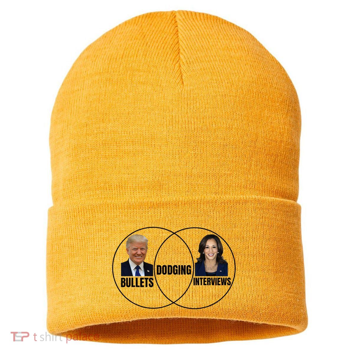 Trump Dodging Bullets Interviews Kamala Venn Diagram Sustainable Knit Beanie