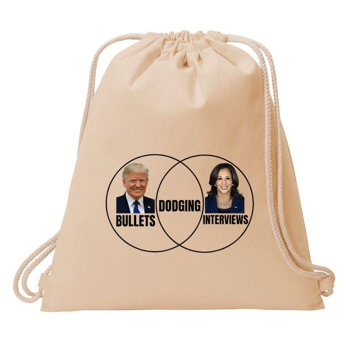 Trump Dodging Bullets Interviews Kamala Venn Diagram Drawstring Bag