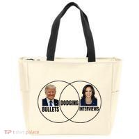 Trump Dodging Bullets Interviews Kamala Venn Diagram Zip Tote Bag