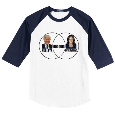 Trump Dodging Bullets Interviews Kamala Venn Diagram Baseball Sleeve Shirt