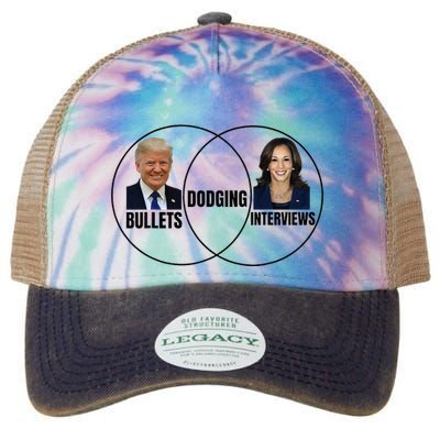 Trump Dodging Bullets Interviews Kamala Venn Diagram Legacy Tie Dye Trucker Hat